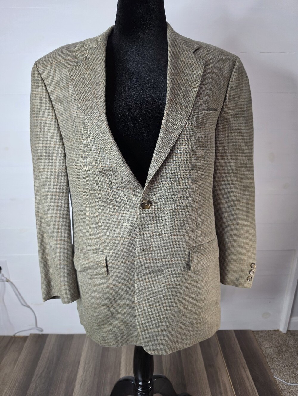 Vintage Polo University Ralph Lauren Silk Wool Blazer Houndstooth Academia. 40R